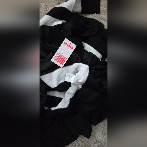 Casual Striped Long Sleeve Polo V Neck Pleated Mini Dress #1120 - Picture 4 of 13